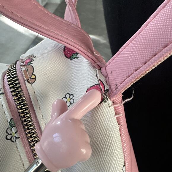 Rilakkuma Mini Backpack Teddy Bear Strawberry White Pink San-X Bioworld Small - Picture 3 of 16